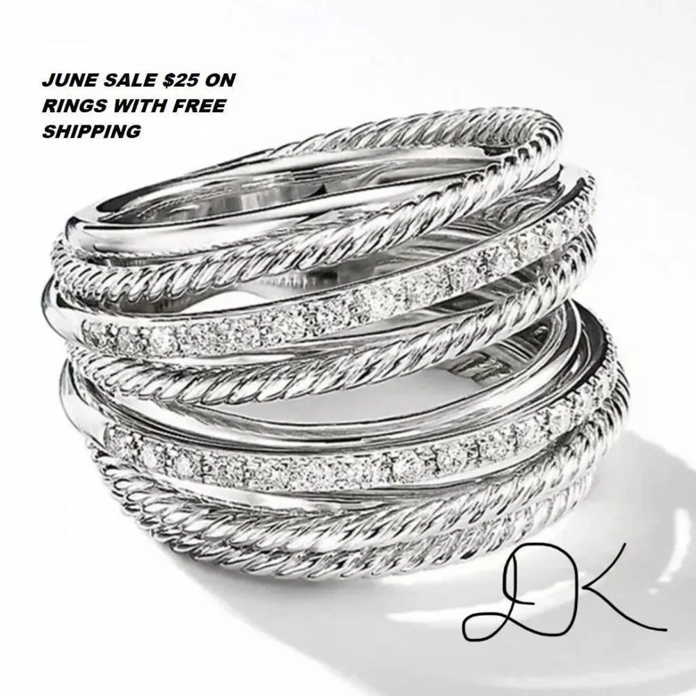 925 WEDDING RING BRIDAL RING ENGAGMENT RING - Picture 2 of 5